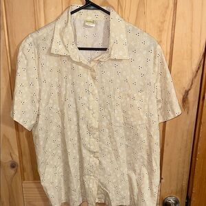 Women's Cream Floral Button Down Shirt